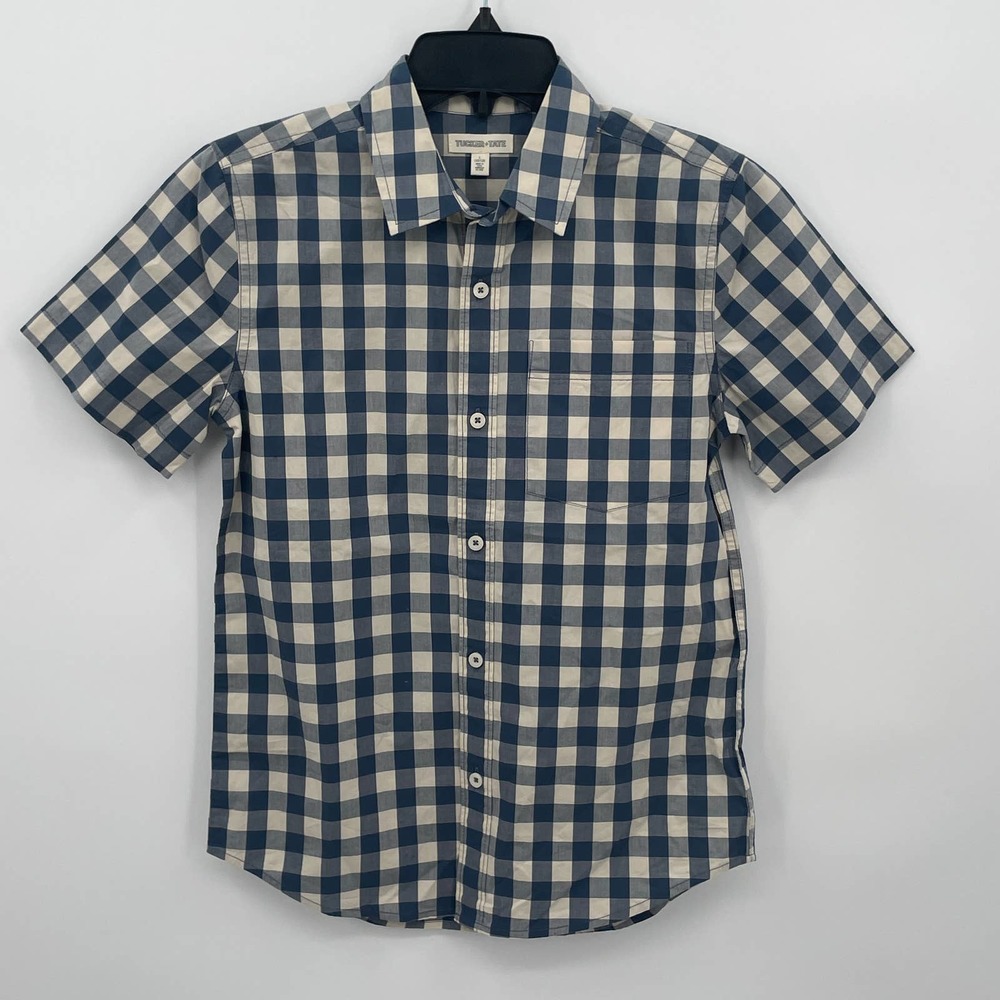 Tucker + Tate Boy's Poplin Button-up Blue/Ivory Size L 10-12 - Picture 1 of 3